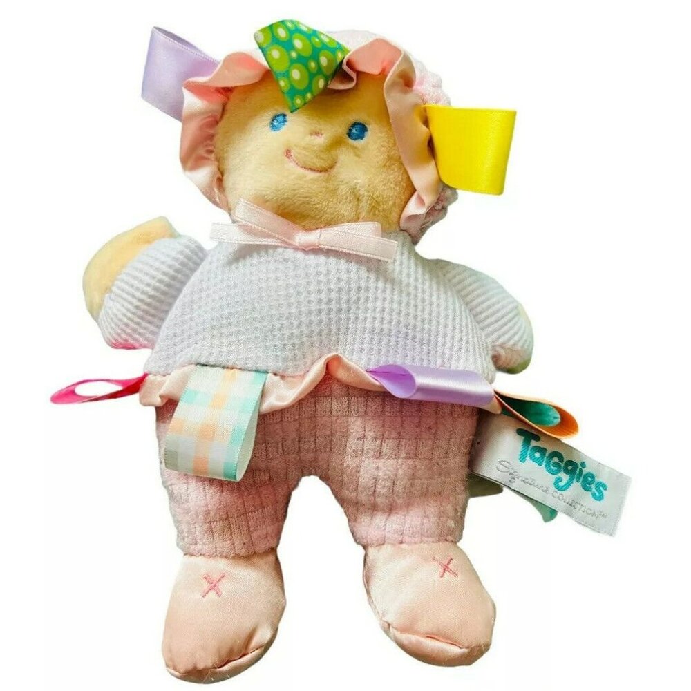 Mary Meyer Taggies Plush Doll Pink White Sensory Ribbon Baby Toy 2006